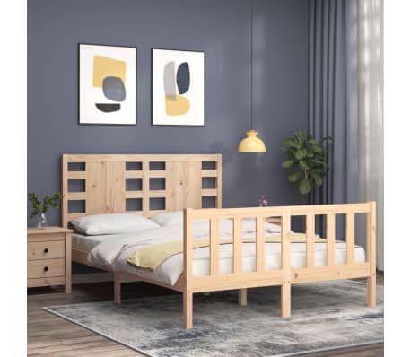 vidaXL Lovos rėmas be čiužinio, 140x200cm, pu&scaron;ies medienos masyvas