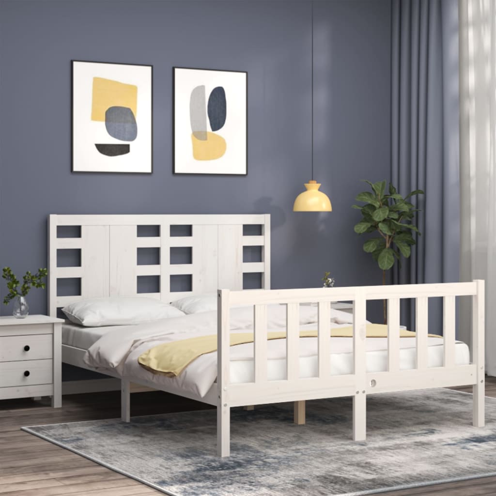 vidaXL Bed Frame without Mattress White 140x200 cm Solid Wood Pine