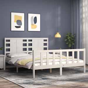 vidaXL Cadre de lit sans matelas blanc bois de pin massif