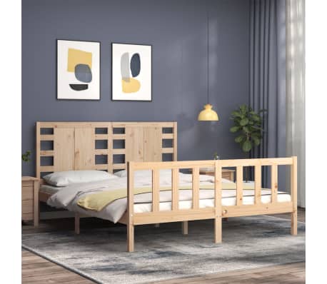 vidaXL Lovos rėmas be čiužinio, 160x200cm, pu&scaron;ies medienos masyvas