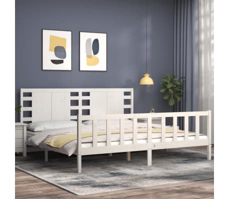 vidaXL Cadre de lit sans matelas blanc bois massif de pin
