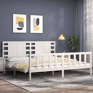 vidaXL Cadre de lit sans matelas blanc bois massif de pin