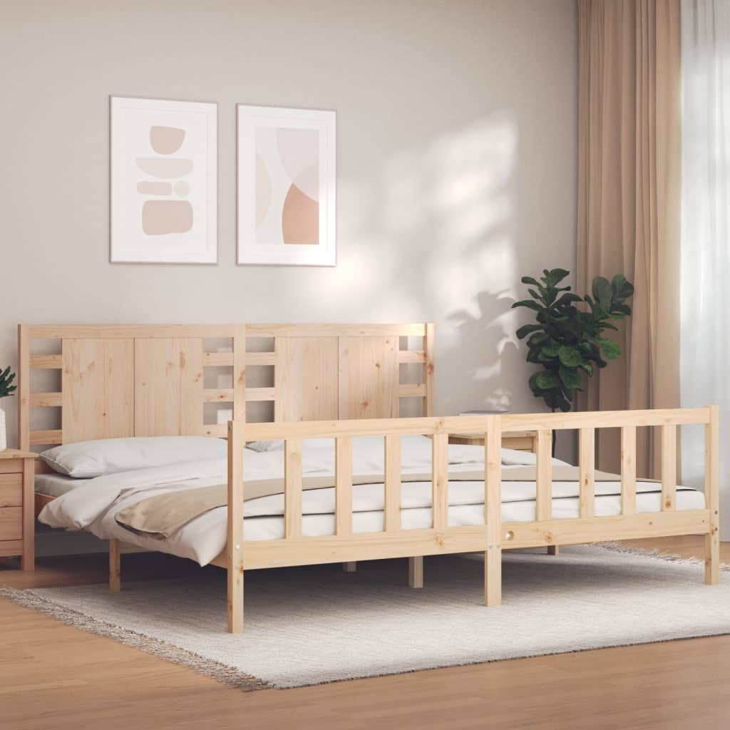 Photos - Bed VidaXL  Frame without Mattress 200x200 cm Solid Wood Pine 