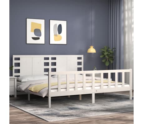 vidaXL Cadre de lit sans matelas blanc 200x200 cm bois massif de pin