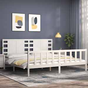 vidaXL Cadre de lit sans matelas blanc 200x200 cm bois massif de pin