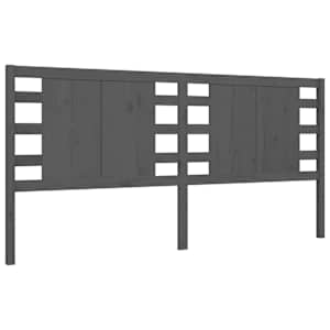 Rám postele s čelem šedý 200 x 200 cm masivní dřevo - obrázek 8