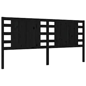 Rám postele s čelem černý 200 x 200 cm masivní dřevo - obrázek 8