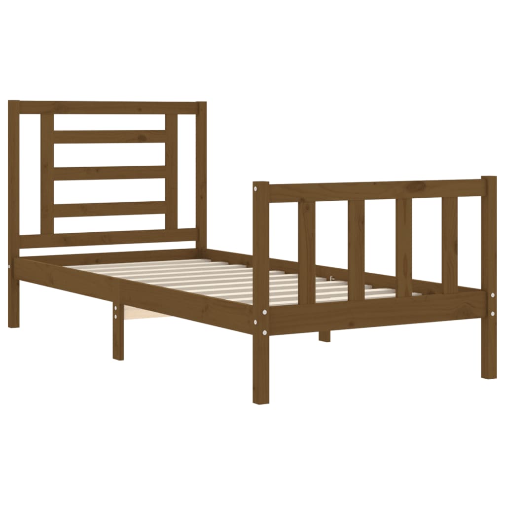 mézbarna tömör fa ágykeret fejtámlával (Single)