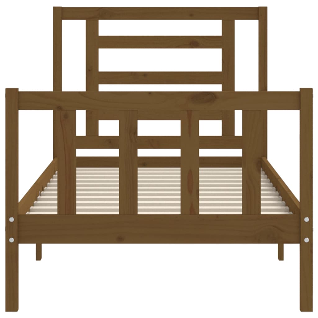 mézbarna tömör fa ágykeret fejtámlával (Single)