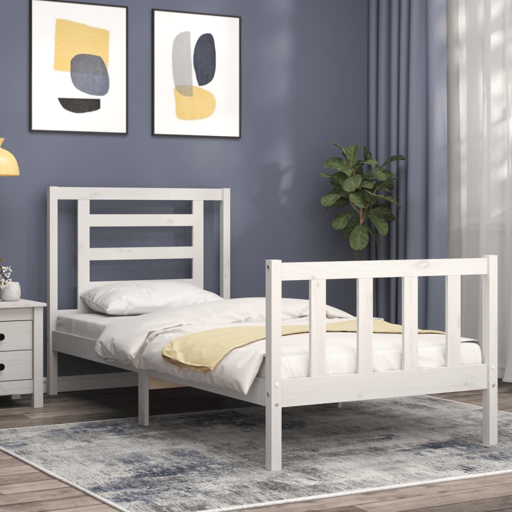 vidaXL Bedframe zonder matras massief grenenhout wit 90x200 cm afbeelding