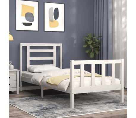 vidaXL Bed Frame without Mattress White 100x200 cm Solid Wood Pine