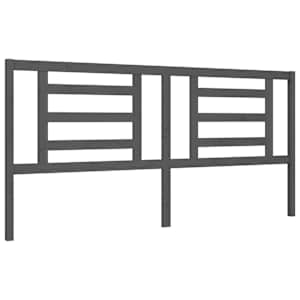 Rám postele s čelem šedý 200 x 200 cm masivní dřevo - obrázek 8