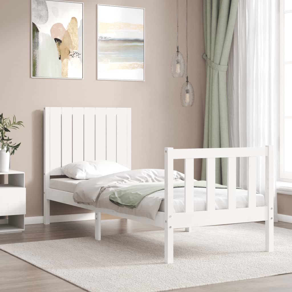 vidaXL Cadre de lit sans matelas blanc bois de pin massif