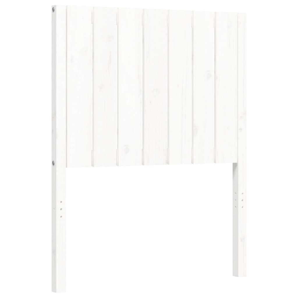 Cadru de pat cu tăblie single mic, alb, lemn masiv