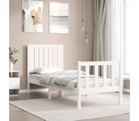 vidaXL Cadre de lit sans matelas blanc bois de pin massif