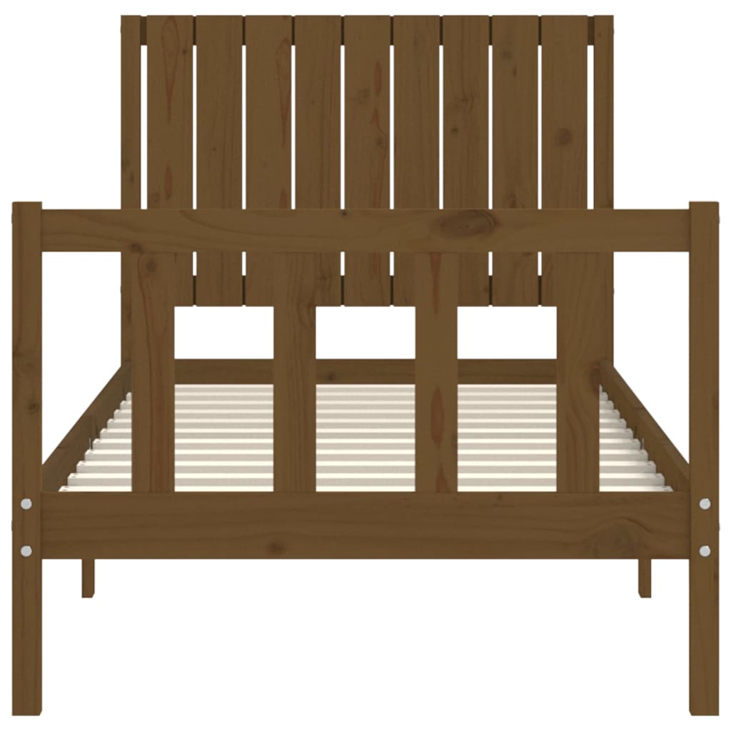 mézbarna tömör fa ágykeret fejtámlával (Single)