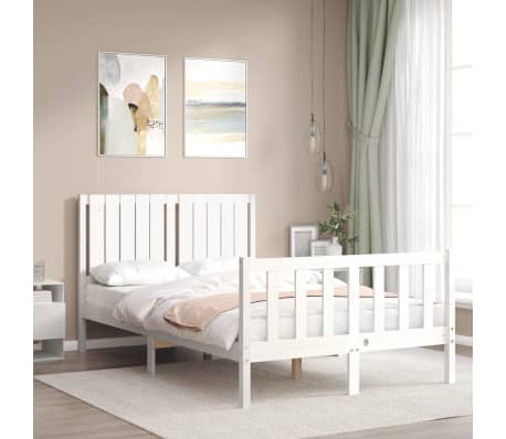 vidaXL Cadre de lit sans matelas blanc bois de pin massif
