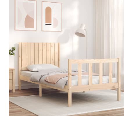 vidaXL Lovos rėmas be čiužinio, 90x200cm, pu&scaron;ies medienos masyvas