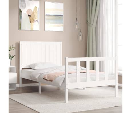 vidaXL Bed Frame without Mattress White 100x200 cm Solid Wood Pine