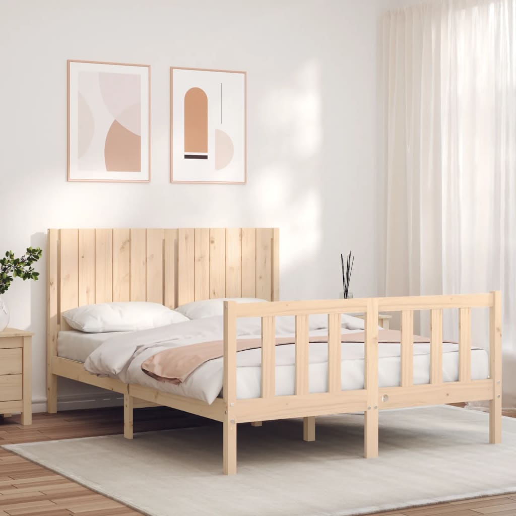 Rám postele s čelem 140 x 200 cm masivní dřevo