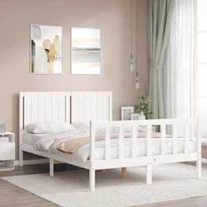 vidaXL Cadru de pat fără saltea, alb, 140x200 cm, lemn masiv pin