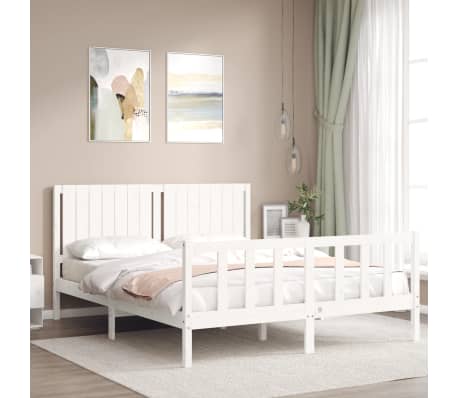 vidaXL Massivholzbett ohne Matratze Wei&szlig; 160x200 Kiefernholz