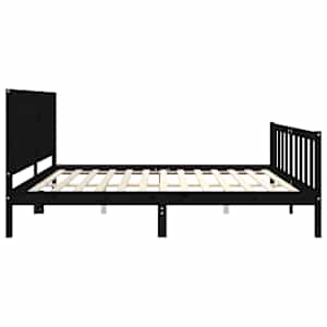 Rám postele s čelem černý 200 x 200 cm masivní dřevo - obrázek 7