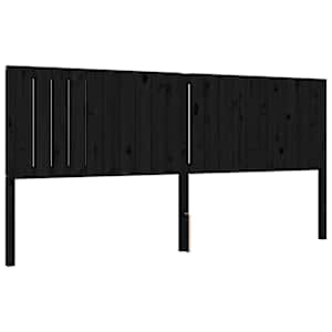 Rám postele s čelem černý 200 x 200 cm masivní dřevo - obrázek 8
