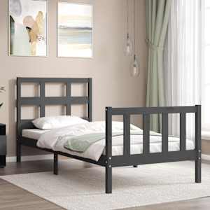 vidaXL Bed Frame without Mattress Grey 100x200 cm Solid Wood Pine