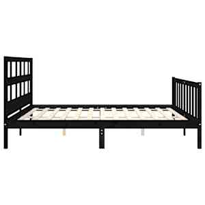 Rám postele s čelem černý 200 x 200 cm masivní dřevo - obrázek 7