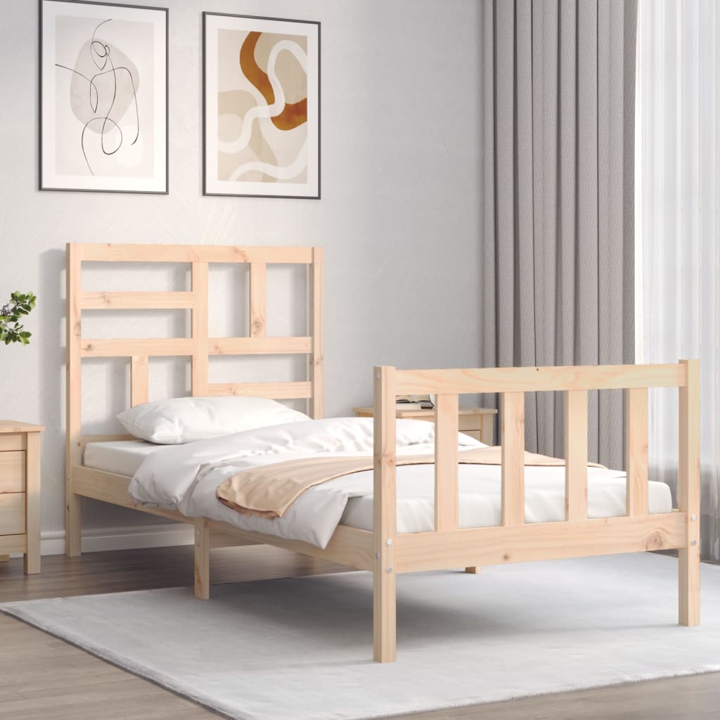 vidaXL Bedframe met hoofdbord massief hout afbeelding
