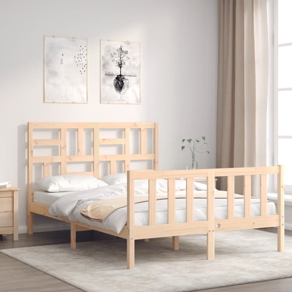 vidaXL Bedframe met hoofdbord massief hout afbeelding