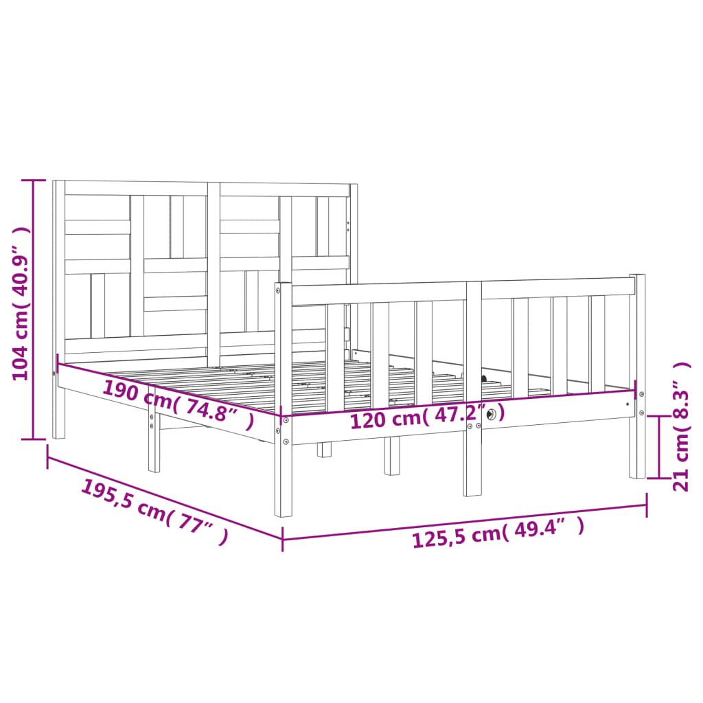 Рамка за легло с табла 4FT Small Double масивна дървесина