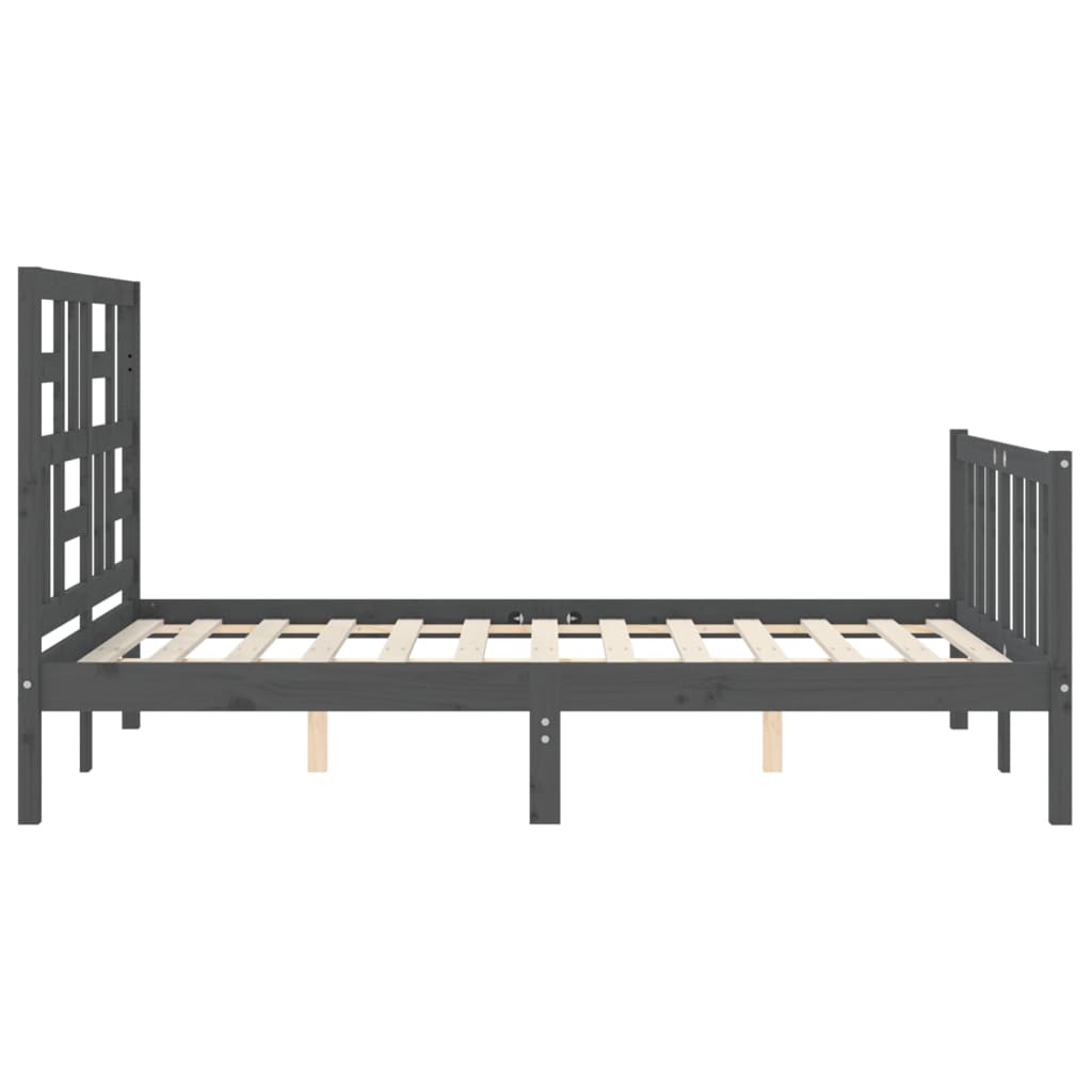 szürke tömör fa ágykeret fejtámlával Small Double