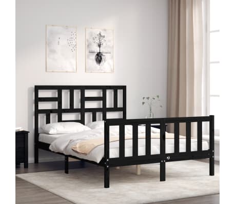 vidaXL Sengeramme med hodegavl svart small double heltre