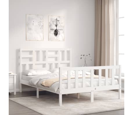 vidaXL Cadre de lit sans matelas blanc bois de pin massif