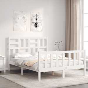 vidaXL Cadre de lit sans matelas blanc bois de pin massif