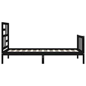 Rám postele s čelem černý 100 x 200 cm masivní dřevo - obrázek 7