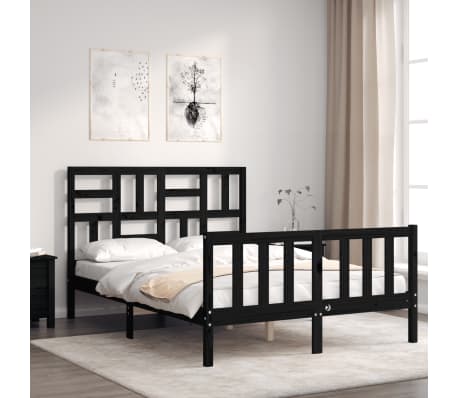 vidaXL Sengeramme med hodegavl svart 120x200 cm heltre