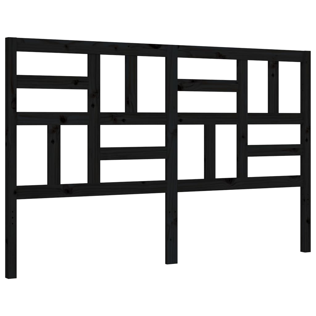 Cadru de pat cu tăblie, negru, king size, lemn masiv