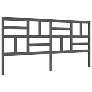 Rám postele s čelem šedý 200 x 200 cm masivní dřevo - obrázek 8