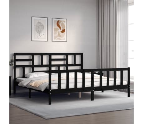 vidaXL Bed Frame without Mattress Black 200x200 cm Solid Wood Pine