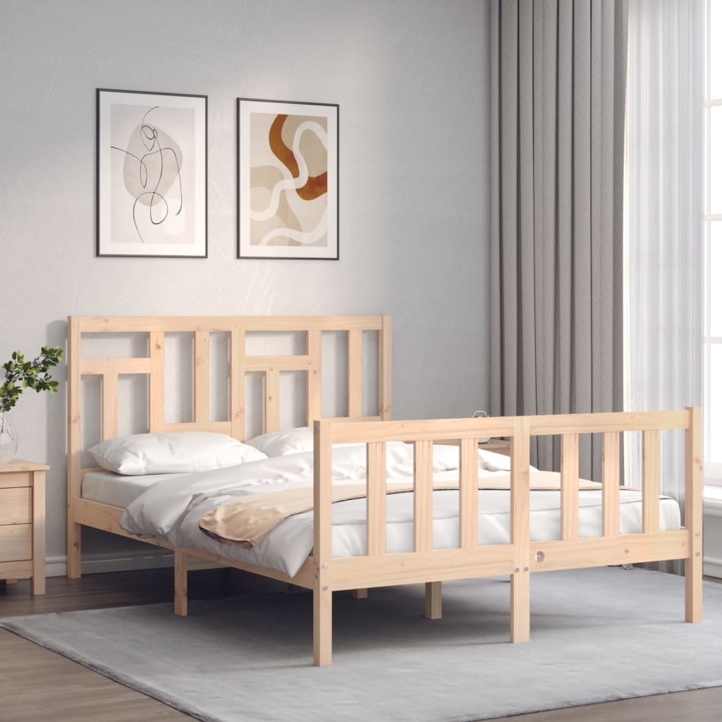 vidaXL Bedframe met hoofdbord massief hout afbeelding