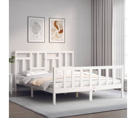 vidaXL Cadre de lit sans matelas blanc bois de pin massif
