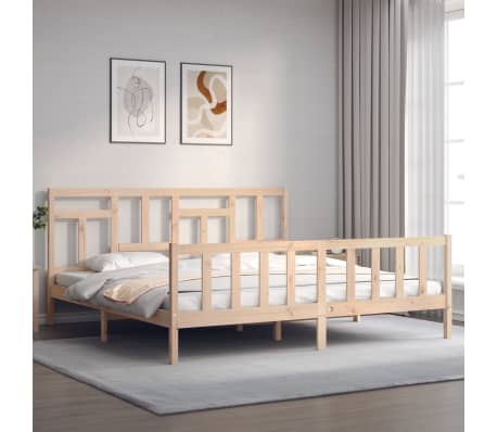 vidaXL Lovos rėmas su galvūgaliu, medienos masyvas, itin didelis