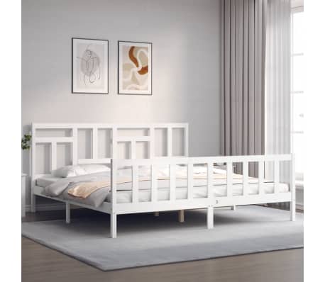 vidaXL Cadre de lit sans matelas blanc 200x200 cm bois massif de pin