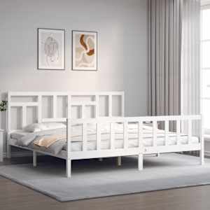 vidaXL Cadre de lit sans matelas blanc 200x200 cm bois massif de pin