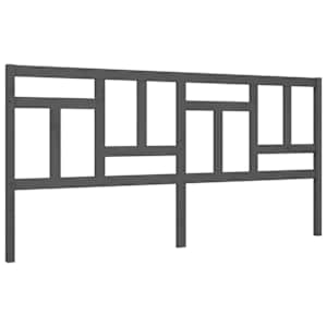 Rám postele s čelem šedý 200 x 200 cm masivní dřevo - obrázek 8
