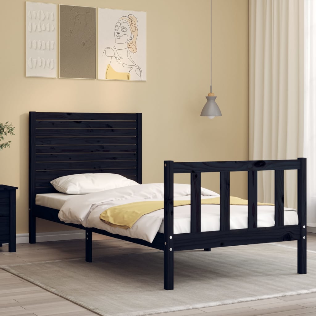 VidaXL Estructura de cama con cabecero madera maciza 160x200 cm