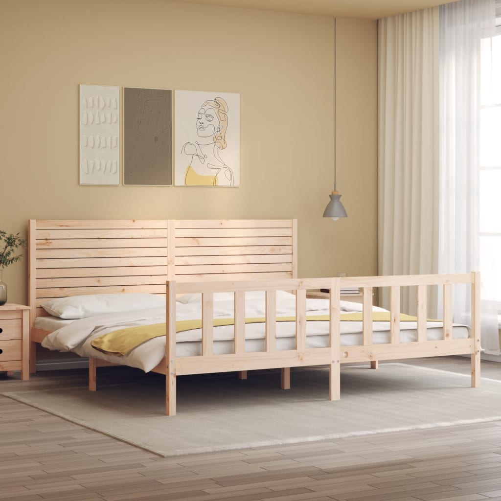vidaXL Sängynrunko päädyllä Super King Size täysi puu